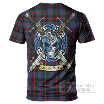 Nairn Tartan T-Shirt with Family Crest Celtic Skull Style - Tartan Vibes Clothing