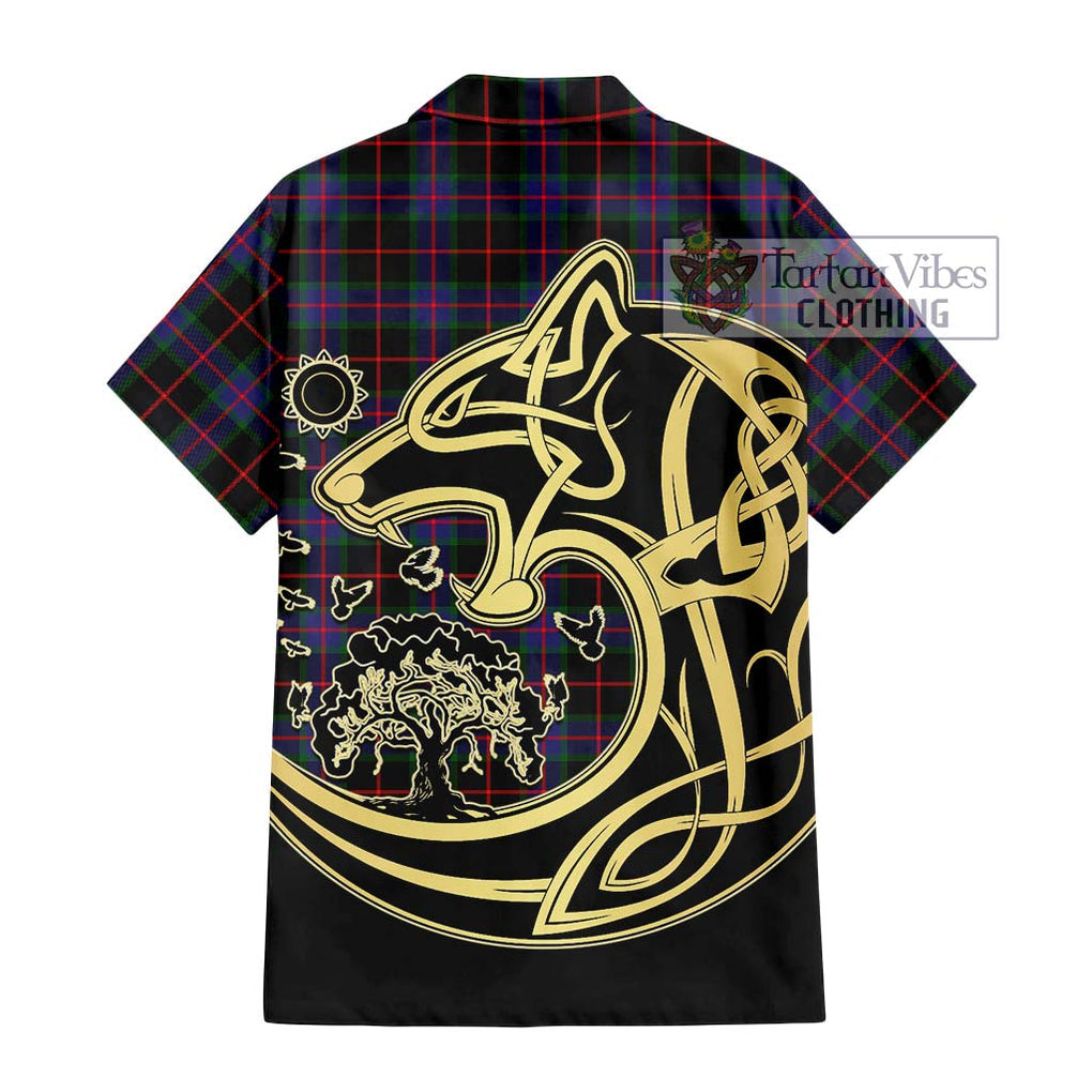 Nairn Tartan Hawaiian Shirt with Family Crest Celtic Wolf Style - Tartan Vibes Clothing