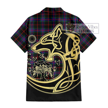 Nairn Tartan Hawaiian Shirt with Family Crest Celtic Wolf Style - Tartan Vibes Clothing