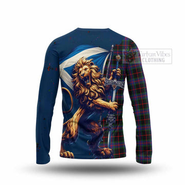 Nairn Tartan Family Crest Long Sleeve T-Shirt with Scottish Majestic Lion - Tartan Vibes Clothing