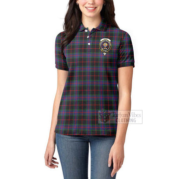 Nairn Tartan Women's Polo Shirt with Family Crest Celtic Skull Style - Tartan Vibes Clothing