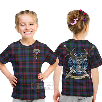 Nairn Tartan Kid T-Shirt with Family Crest Celtic Skull Style - Tartan Vibes Clothing