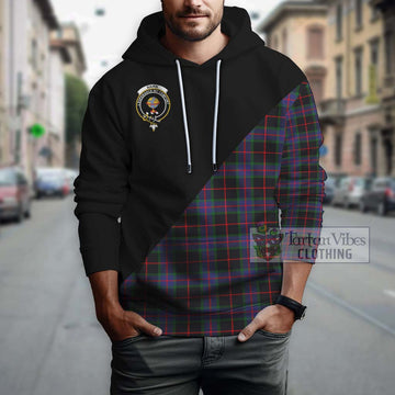 Nairn Tartan Hoodie with Family Crest and Military Logo Style - Tartan Vibes Clothing