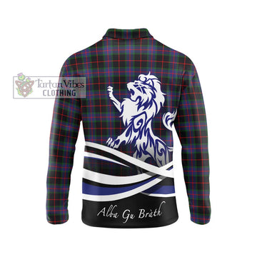 Nairn Tartan Long Sleeve Polo Shirt with Alba Gu Brath Regal Lion Emblem - Tartan Vibes Clothing