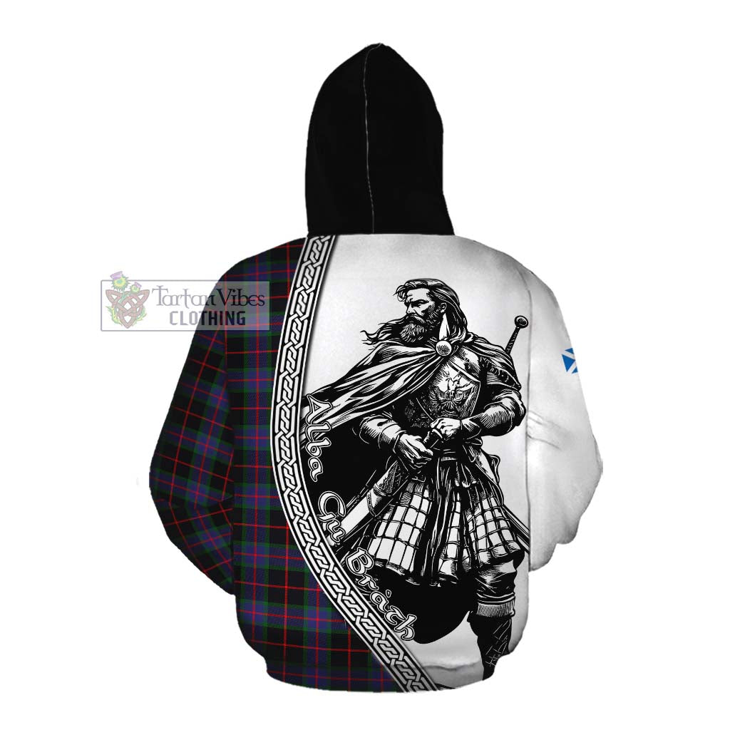 Nairn Tartan Clan Crest Cotton Hoodie with Highlander Warrior Celtic Style Pullover Hoodie - Tartan Vibes Clothing