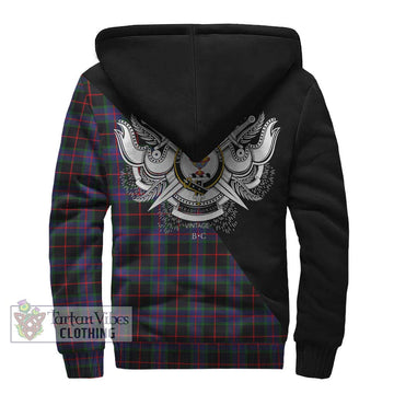 Nairn Tartan Sherpa Hoodie with Family Crest and Military Logo Style - Tartan Vibes Clothing