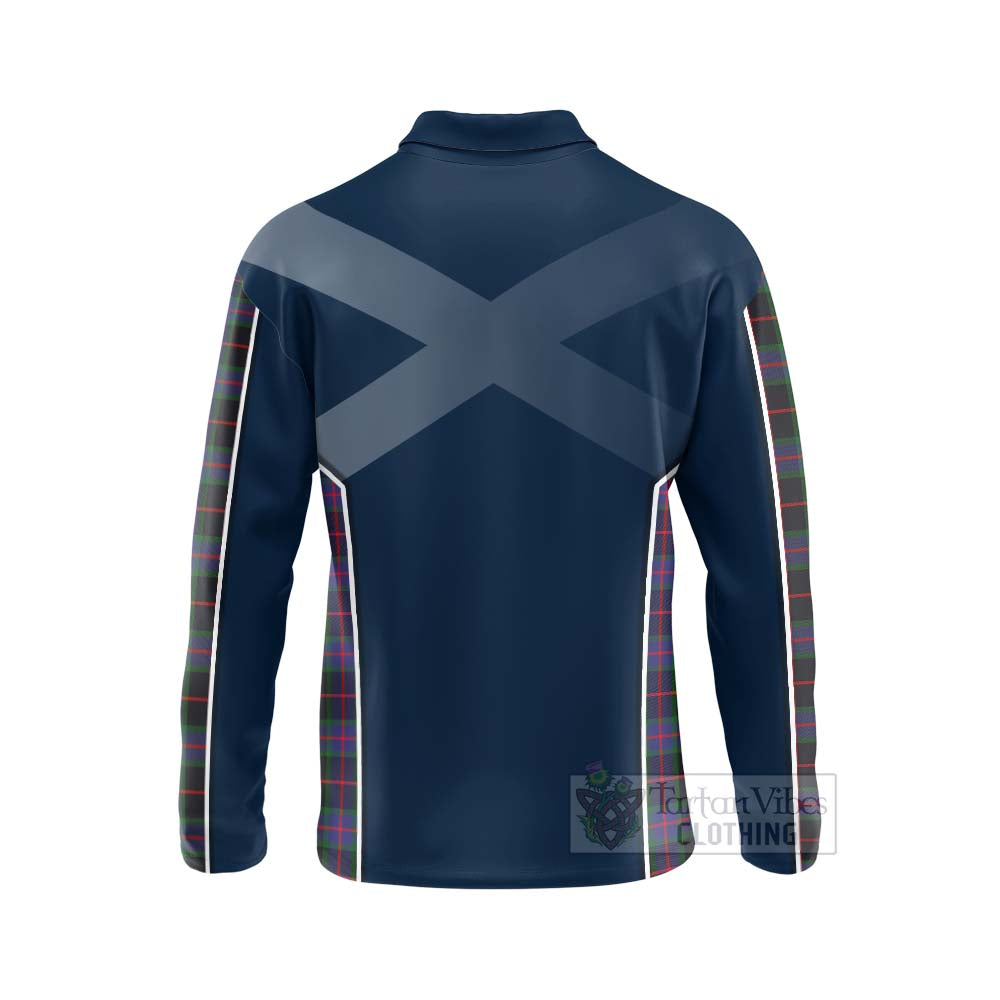 Tartan Vibes Clothing Nairn Tartan Long Sleeve Polo Shirt with Family Crest and Scottish Thistle Vibes Sport Style