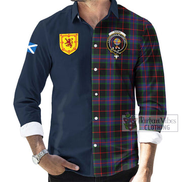 Nairn Tartan Long Sleeve Button Shirt Alba with Scottish Lion Royal Arm Half Style Men's Shirt - Tartan Vibes Clothing