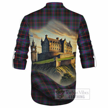 Nairn Tartan Family Crest Ghillie Kilt Shirt with Scottish Ancient Castle Style - Tartan Vibes Clothing