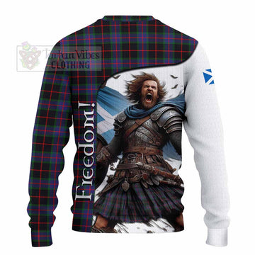 Tartan Vibes Clothing Nairn Crest Tartan Knitted Sweater Inspired by the Freedom of Scottish Warrior