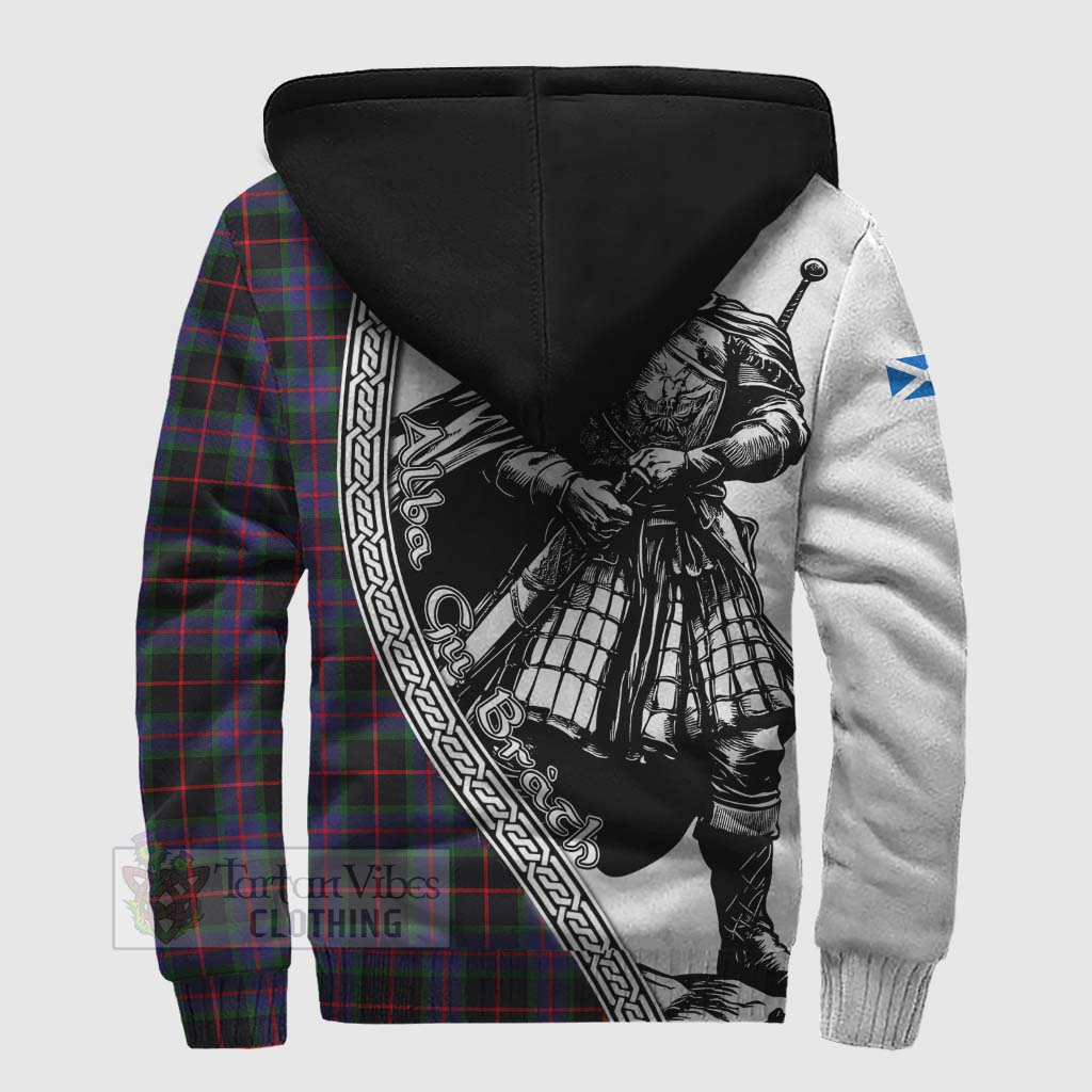 Nairn Tartan Clan Crest Sherpa Hoodie with Highlander Warrior Celtic Style - Tartan Vibes Clothing