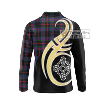 Nairn Tartan Long Sleeve Polo Shirt with Family Crest and Celtic Symbol Style - Tartan Vibes Clothing