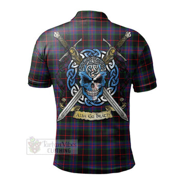 Nairn Tartan Polo Shirt with Family Crest Celtic Skull Style - Tartan Vibes Clothing
