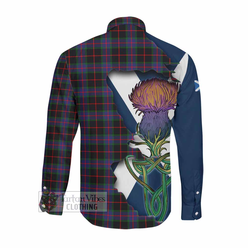 Nairn Tartan Family Crest Long Sleeve Button Shirt Scottish Thistle Celtic Inspired Men's Shirt - Tartan Vibes Clothing