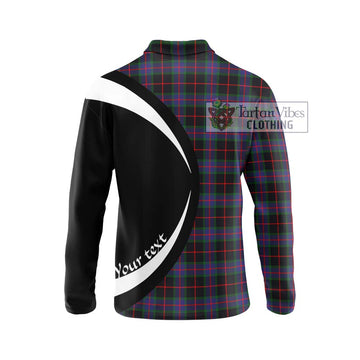 Nairn Tartan Long Sleeve Polo Shirt with Family Crest Circle Style - Tartan Vibes Clothing