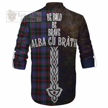 Nairn Tartan Family Crest Ghillie Kilt Shirt Alba Gu Brath Be Brave Lion Ancient Style - Tartan Vibes Clothing