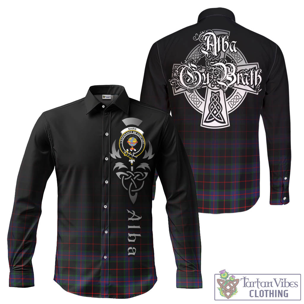 Nairn Tartan Long Sleeve Button Up Featuring Alba Gu Brath Family Crest Celtic Inspired - Tartan Vibes Clothing