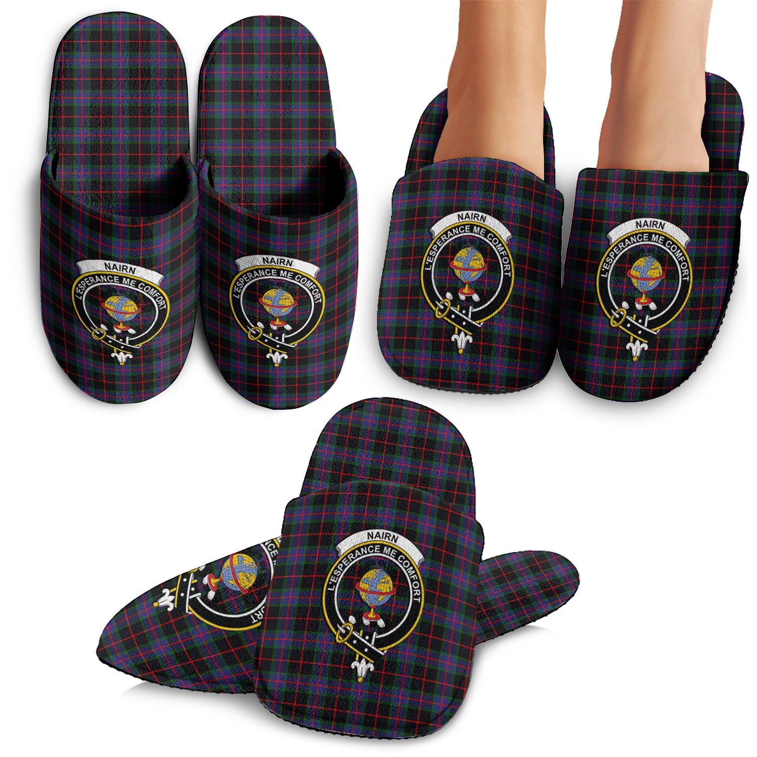 Nairn Tartan Home Slippers with Family Crest - Tartan Vibes Clothing