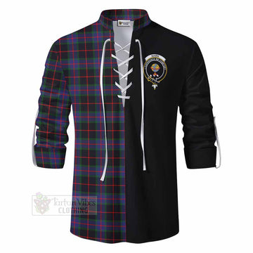 Nairn Tartan Ghillie Kilt Shirt with Family Crest and Half Of Me Style - Tartan Vibes Clothing