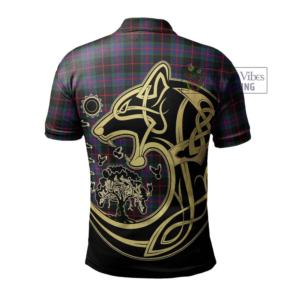 Nairn Tartan Polo Shirt with Family Crest Celtic Wolf Style - Tartan Vibes Clothing