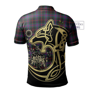 Nairn Tartan Polo Shirt with Family Crest Celtic Wolf Style - Tartan Vibes Clothing