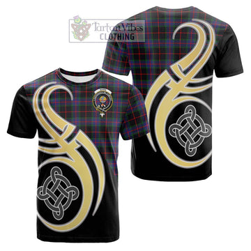 Nairn Tartan Cotton T-shirt with Family Crest and Celtic Symbol Style