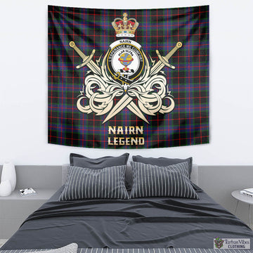 Nairn Tartan Tapestry with Clan Crest and the Golden Sword of Courageous Legacy - Tartan Vibes Clothing