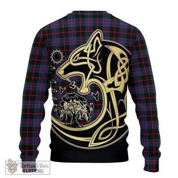 Nairn Tartan Ugly Sweater with Family Crest Celtic Wolf Style - Tartan Vibes Clothing