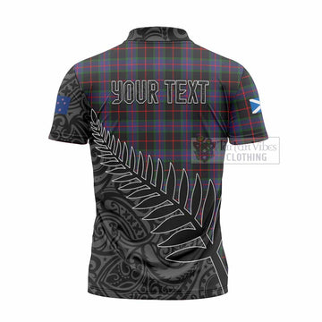 Nairn Crest Tartan Zipper Polo Shirt with New Zealand Silver Fern Half Style - Tartan Vibes Clothing