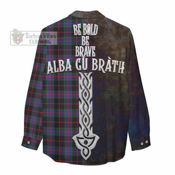 Nairn Tartan Family Crest Women's Casual Shirt Alba Gu Brath Be Brave Lion Ancient Style - Tartan Vibes Clothing