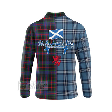 Nairn Tartan Long Sleeve Polo Shirt Happy St. Andrew's Day Half Tartan Style - Tartan Vibes Clothing