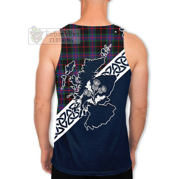 Nairn Tartan Men's Tank Top Featuring Thistle and Scotland Map - Tartan Vibes Clothing