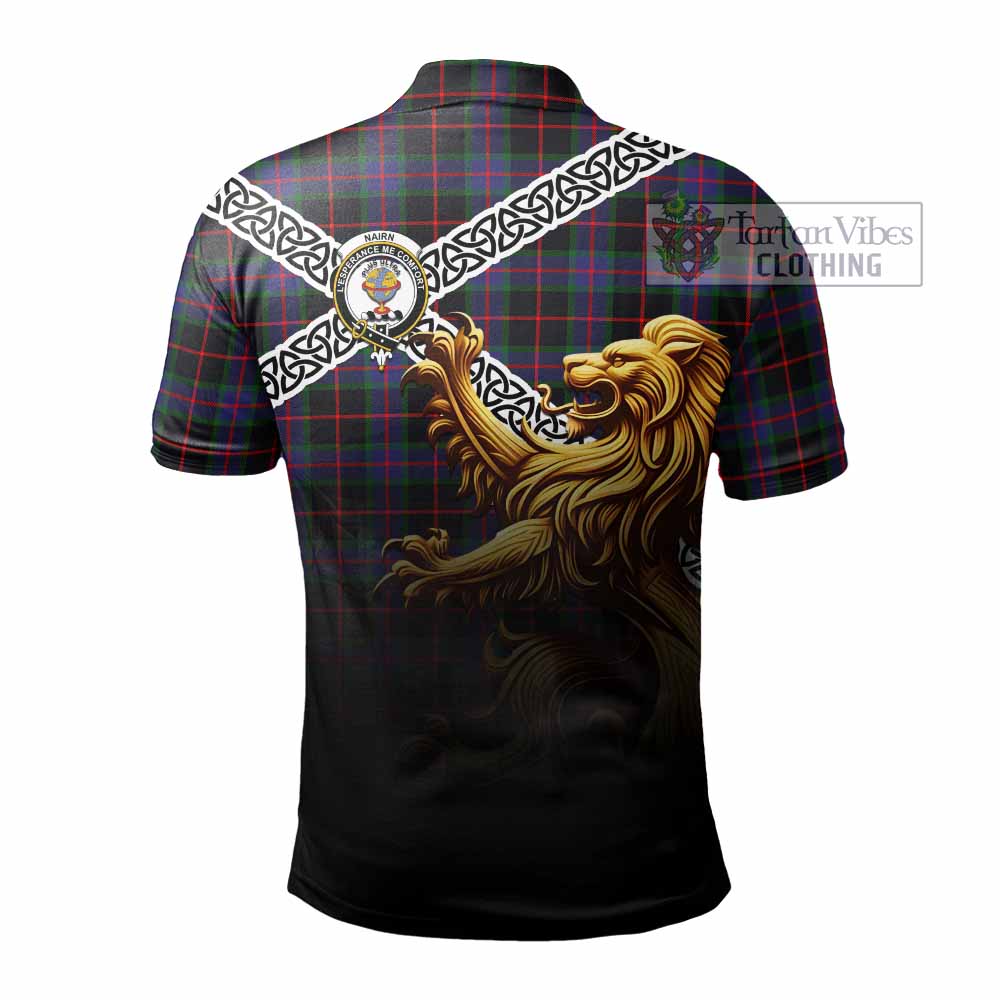 Nairn Crest Tartan Polo Shirt with Golden Lion Emblem Celtic Style - Tartan Vibes Clothing