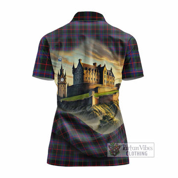 Nairn Tartan Family Crest Women's Polo Shirt with Scottish Ancient Castle Style - Tartan Vibes Clothing
