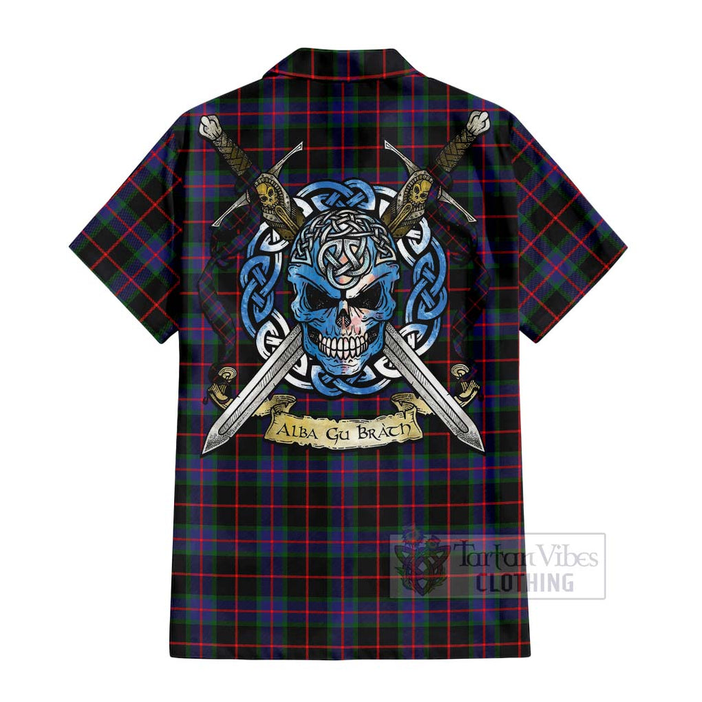 Nairn Tartan Hawaiian Shirt with Family Crest Celtic Skull Style - Tartan Vibes Clothing