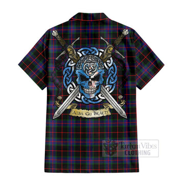 Nairn Tartan Hawaiian Shirt with Family Crest Celtic Skull Style - Tartan Vibes Clothing