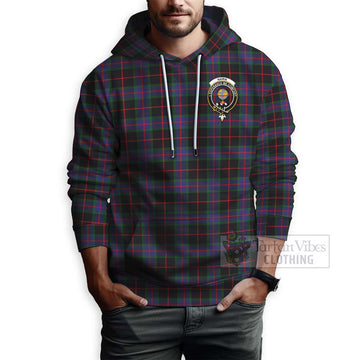 Nairn Tartan Hoodie with Family Crest and Bearded Skull Holding Bottles of Whiskey - Tartan Vibes Clothing