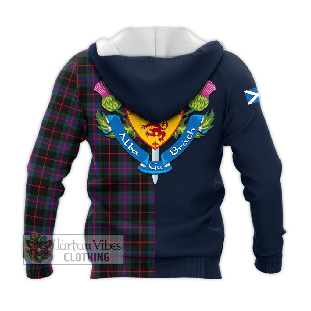 Nairn Tartan Knitted Hoodie Alba with Scottish Lion Royal Arm Half Style - Tartan Vibes Clothing