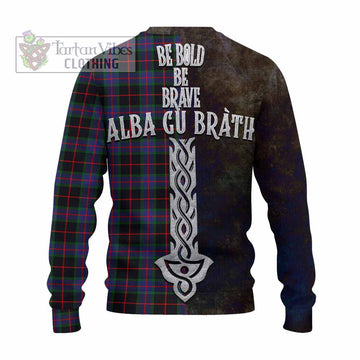 Nairn Tartan Family Crest Knitted Sweater Alba Gu Brath Be Brave Lion Ancient Style - Tartan Vibes Clothing