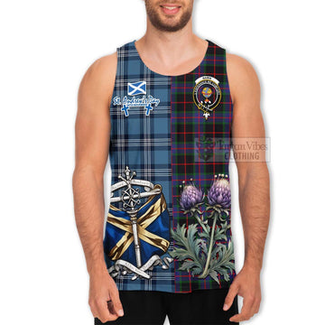 Nairn Tartan Men's Tank Top Happy St. Andrew's Day Half Tartan Style - Tartan Vibes Clothing