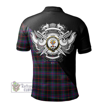 Nairn Tartan Polo Shirt with Family Crest and Military Logo Style - Tartan Vibes Clothing