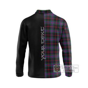 Nairn Tartan Long Sleeve Polo Shirt with Family Crest and Half Of Me Style - Tartan Vibes Clothing