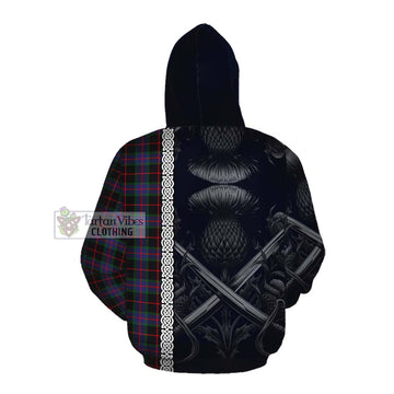 Nairn Tartan Cotton Hoodie with Family Crest Cross Sword Thistle Celtic Vibes Pullover Hoodie - Tartan Vibes Clothing