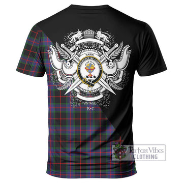 Nairn Tartan T-Shirt with Family Crest and Military Logo Style - Tartan Vibes Clothing