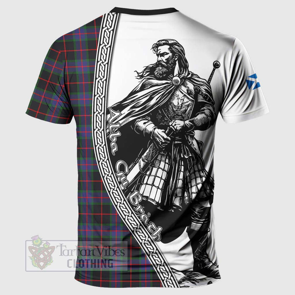Nairn Tartan Clan Crest T-Shirt with Highlander Warrior Celtic Style - Tartan Vibes Clothing