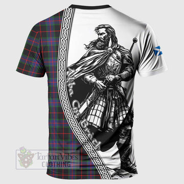 Nairn Tartan Clan Crest T-Shirt with Highlander Warrior Celtic Style - Tartan Vibes Clothing
