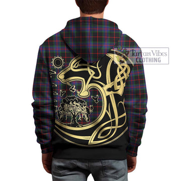 Nairn Tartan Hoodie with Family Crest Celtic Wolf Style - Tartan Vibes Clothing