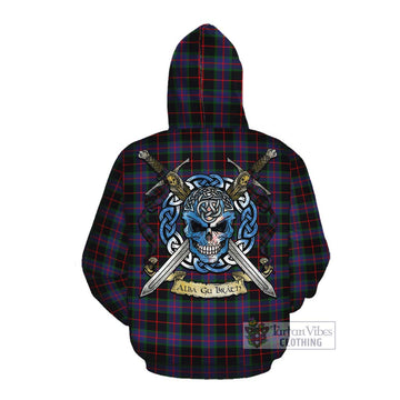 Nairn Tartan Cotton Hoodie with Family Crest Celtic Skull Style Pullover Hoodie - Tartan Vibes Clothing
