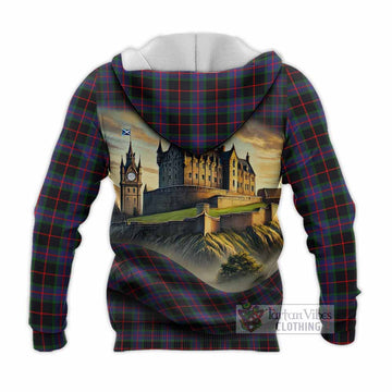 Nairn Tartan Family Crest Knitted Hoodie with Scottish Ancient Castle Style - Tartan Vibes Clothing