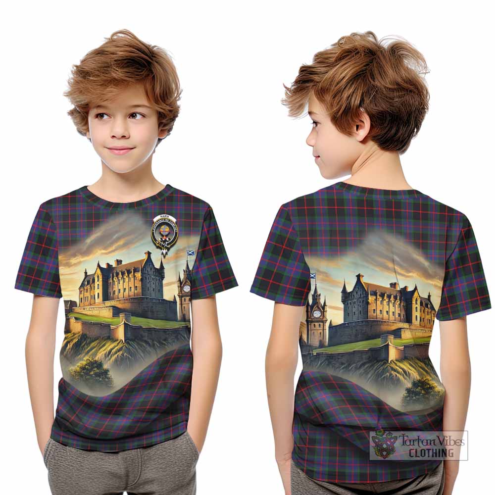 Nairn Tartan Family Crest Kid T-Shirt with Scottish Ancient Castle Style - Tartan Vibes Clothing